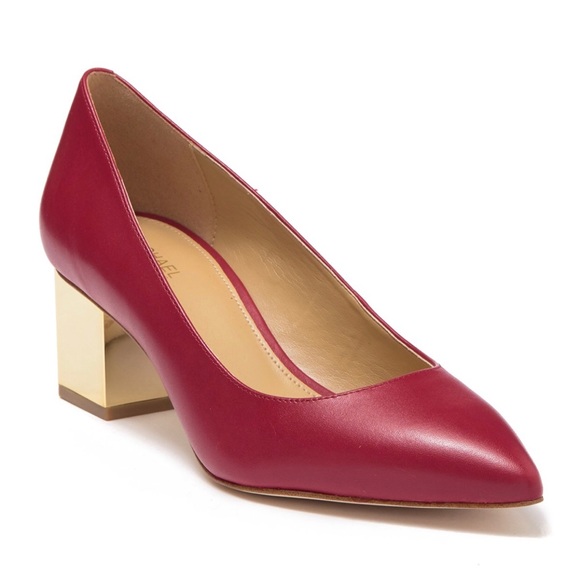 NEW MICHAEL Michael Kors Petra Red Leather Pumps - Picture 1 of 6
